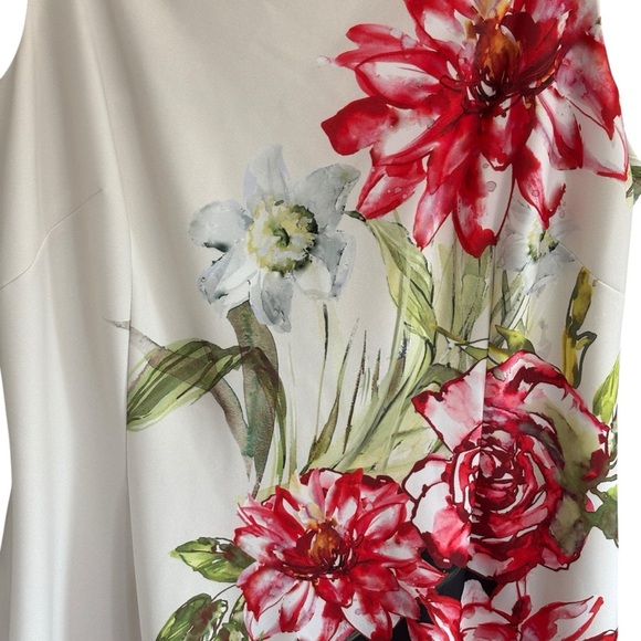 Adrianna Papell NWT Floral Square Neck Scuba Knee Length Sheath Dress Size 16 - Picture 7 of 11